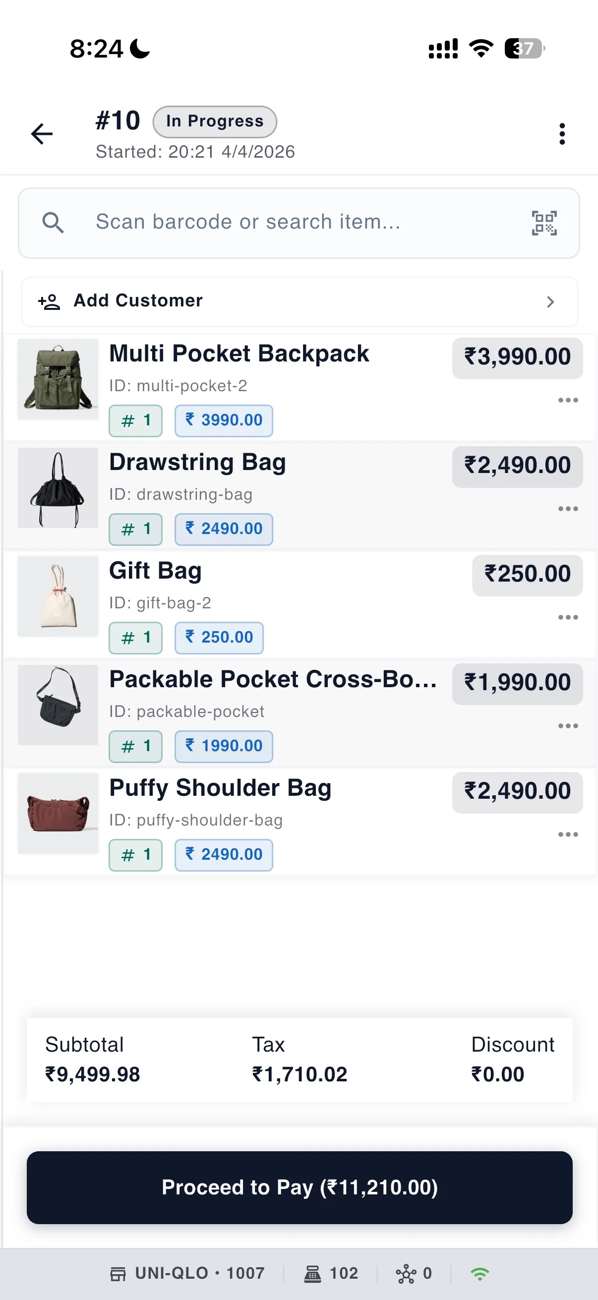 Point of Sale — fast checkout with barcode scan